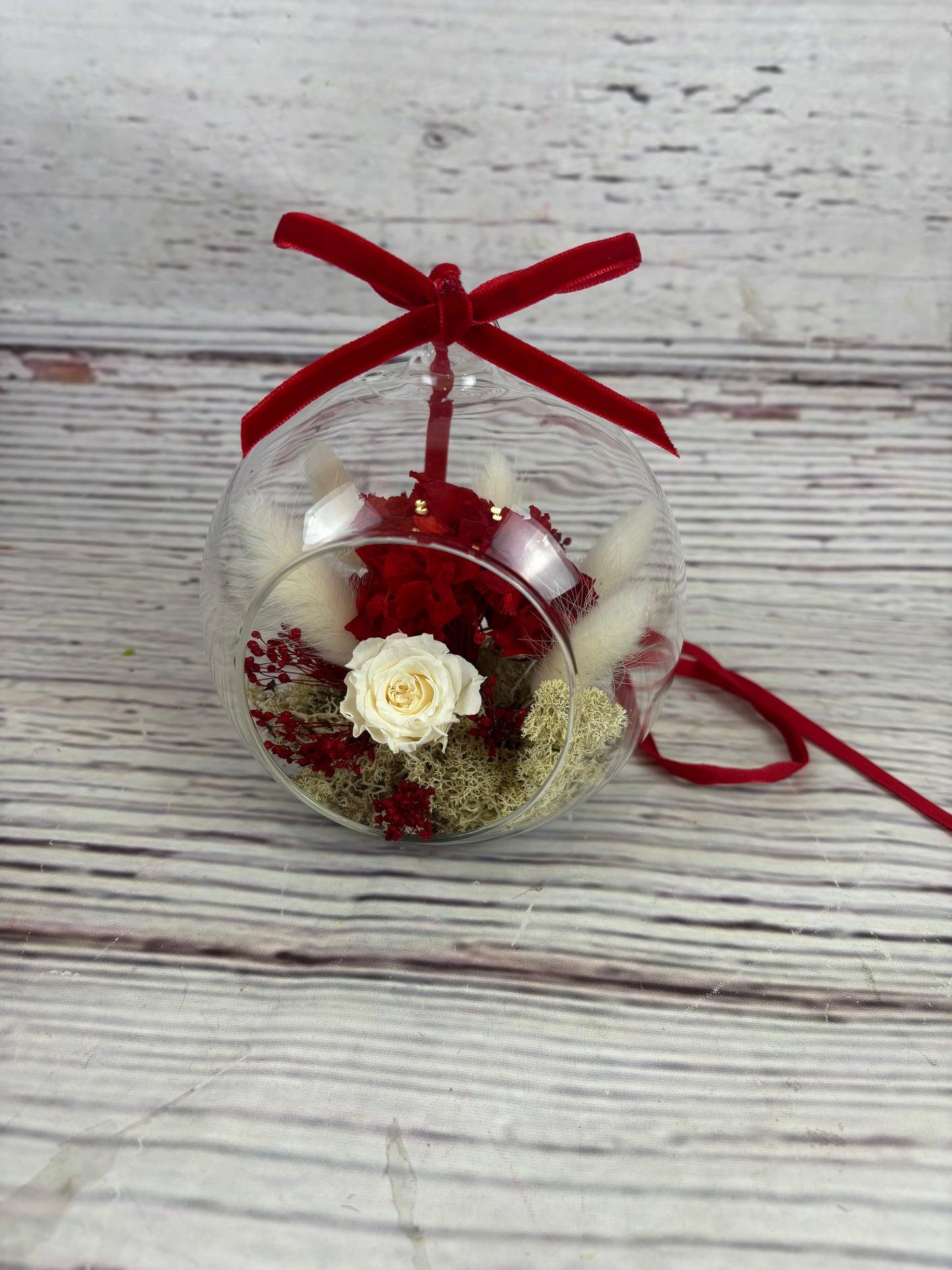 Bolita cristal con flores