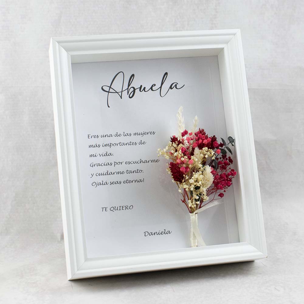 cuadro de flores preservadas abuela