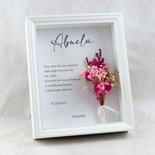 cuadro de flores preservadas abuela