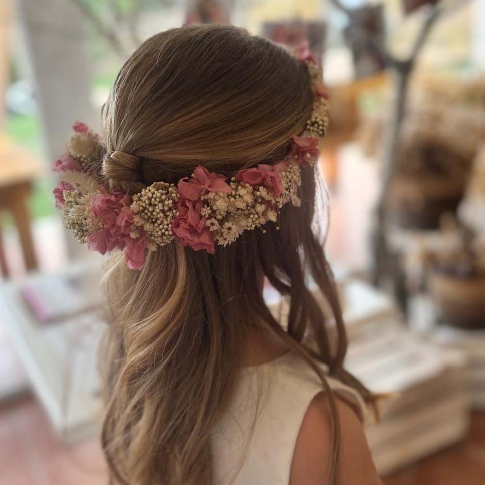 Corona de flores niña comunión Sara
