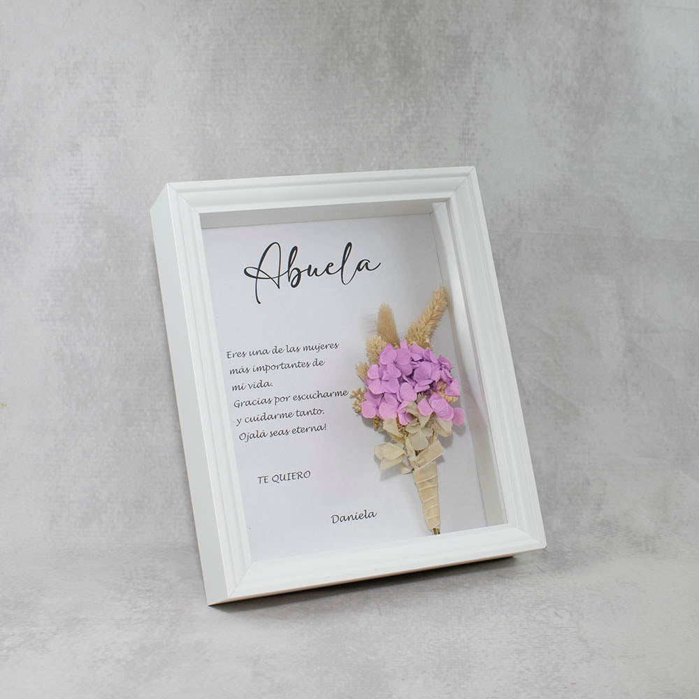 cuadro con flores secas para abuela