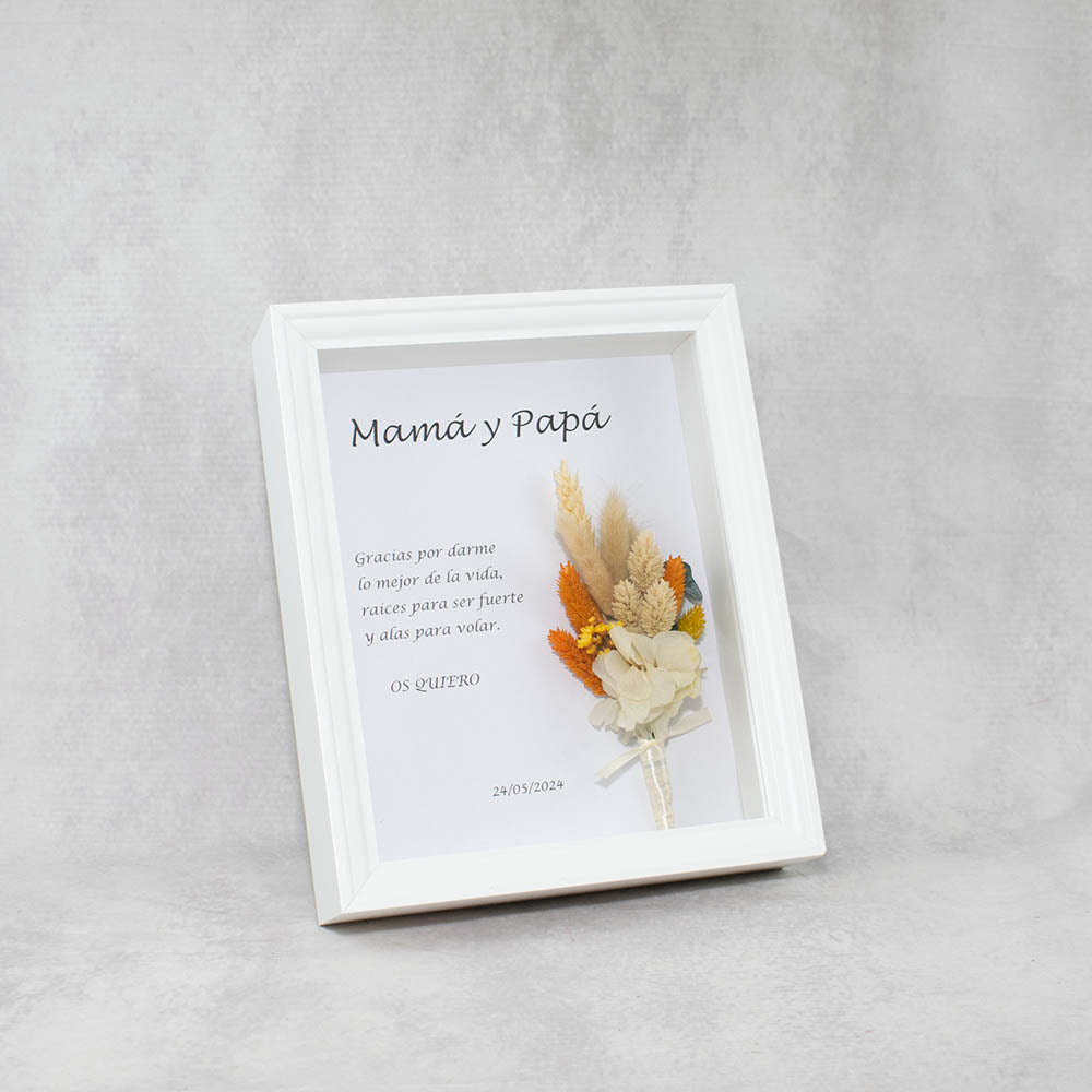 Cuadro de flor seca papá y mamá