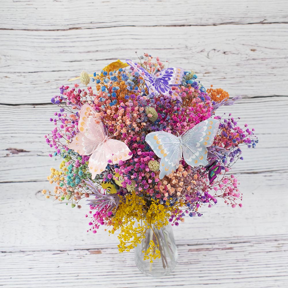 Ramo de mariposas y flores secas Mariposas en la Barriga