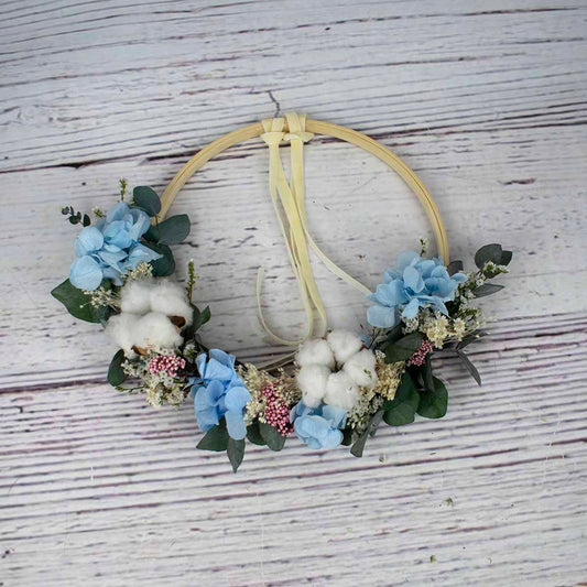 Bastidor para anillos hortensias y algodón.