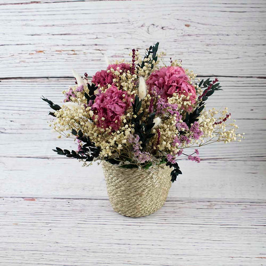 Cesto de hortensias Elenita