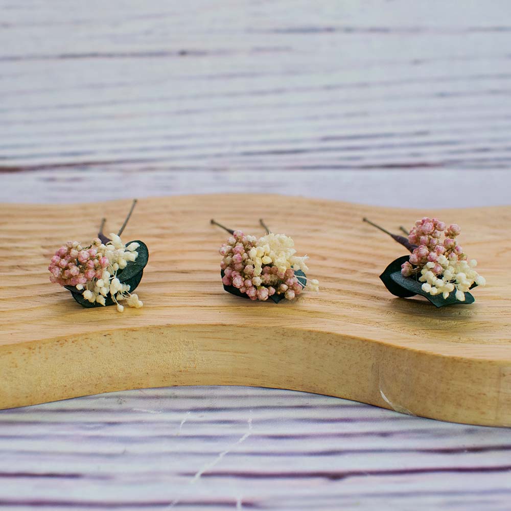 Flores blancas y rosadas secas pelo Hilda