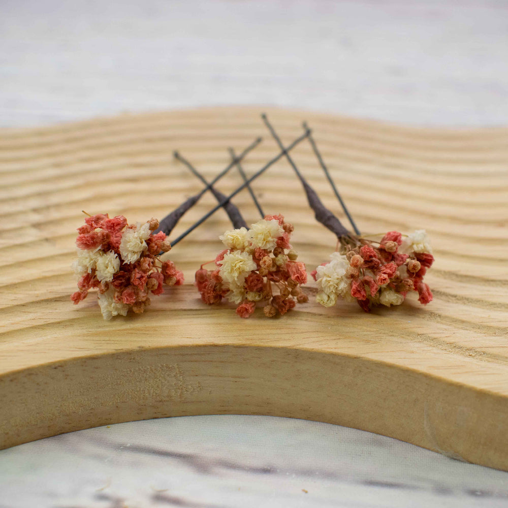 Flores para el pelo salmones secas