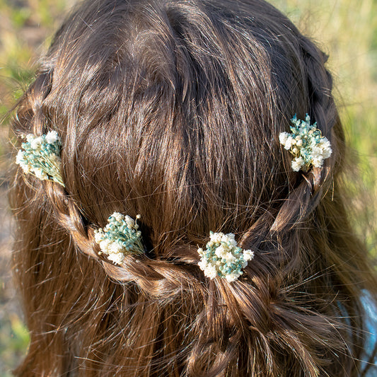florecillas pelo azulverde agua