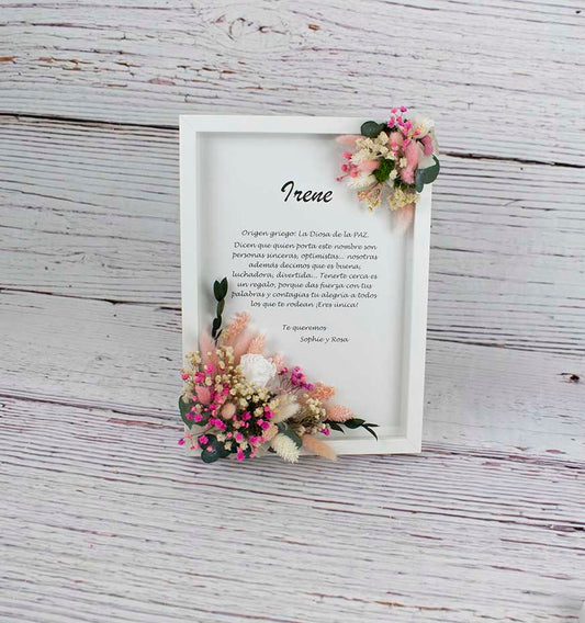 Regalo personalizado nombre en marco de flores