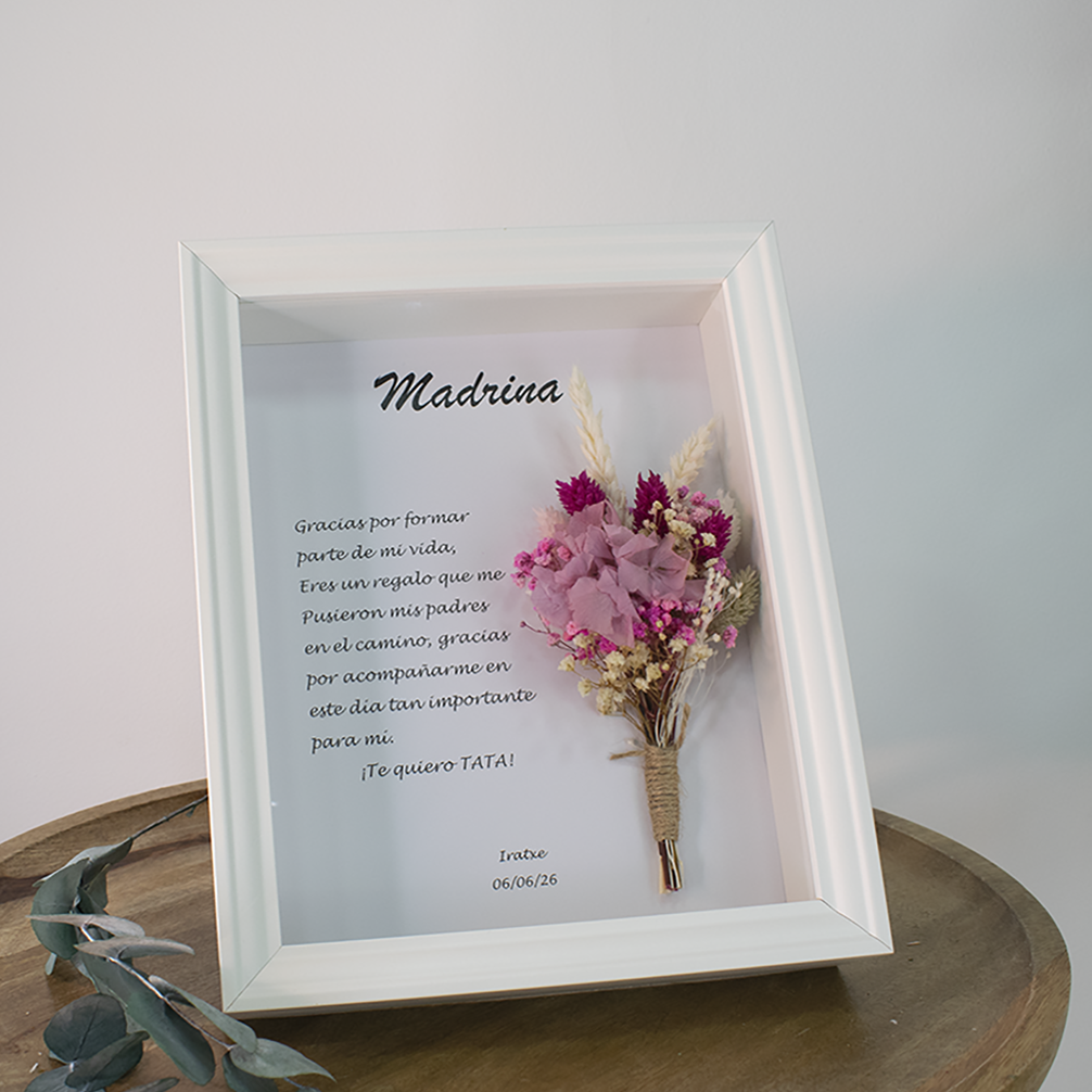 Marco regalo madrina con flores