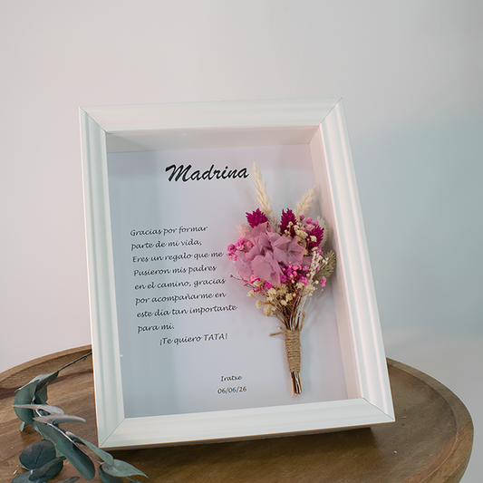 Marco regalo madrina con flores