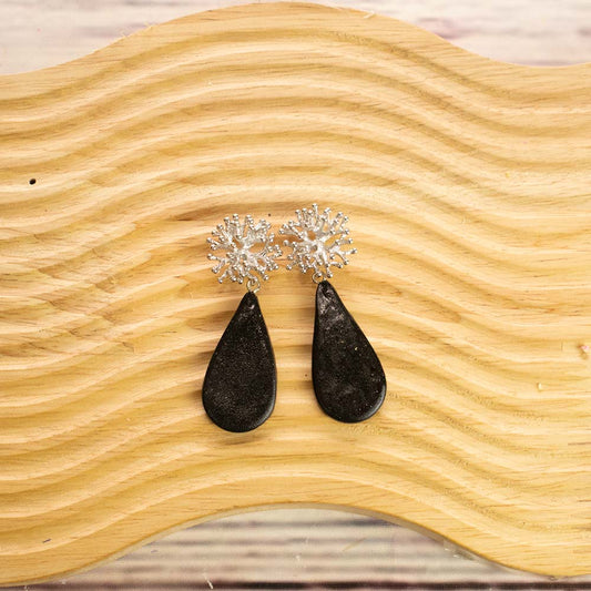 Pendientes negro y plata Sultana