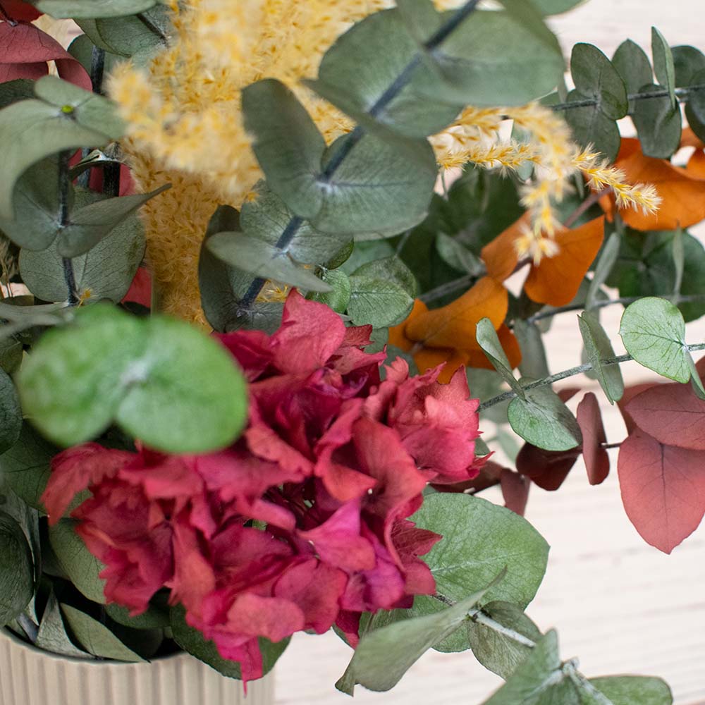 Ramo preservado grande con eucalipto, pampas y hortensia