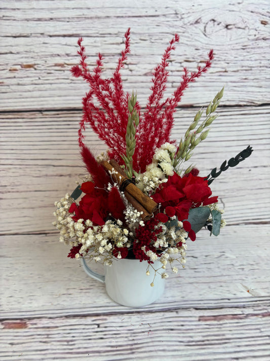 Taza de flores secas regalo