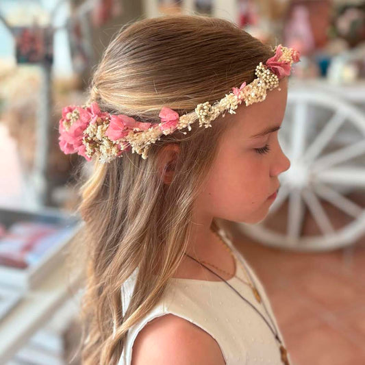 Corona de flores niña comunión Sara