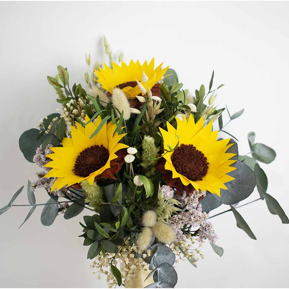 Ramo de girasoles novia sencillo