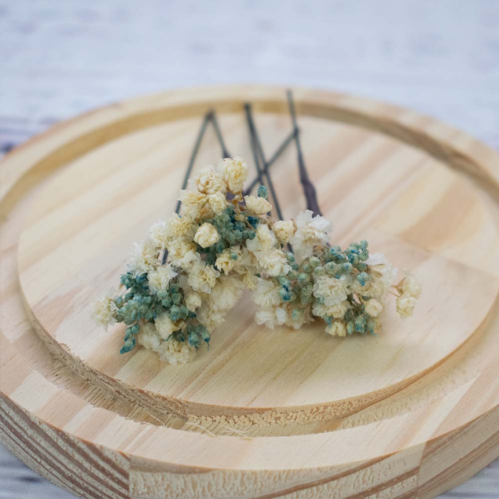 flores preservadas verde agua para el pelo