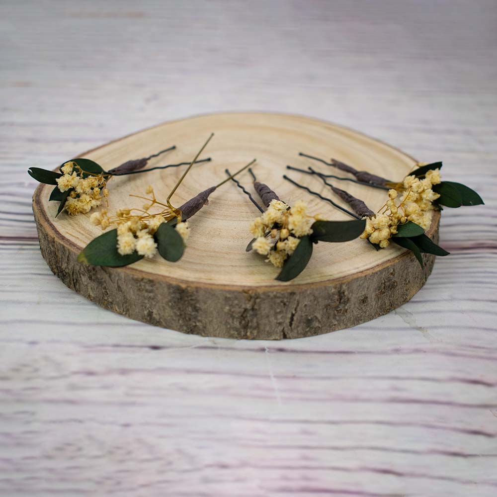 Horquillas de flores y hojas Olivia