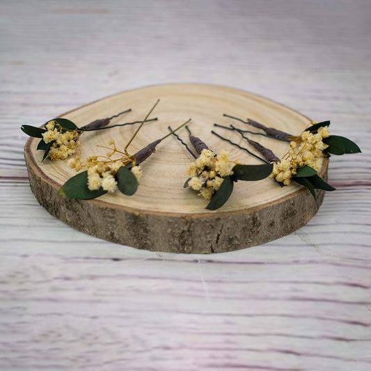 Horquillas de flores y hojas Olivia