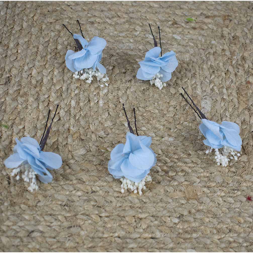 Horquillas hortensias celestes Cielo