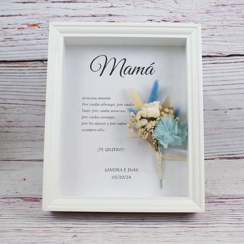 Marco de flores para regalo boda