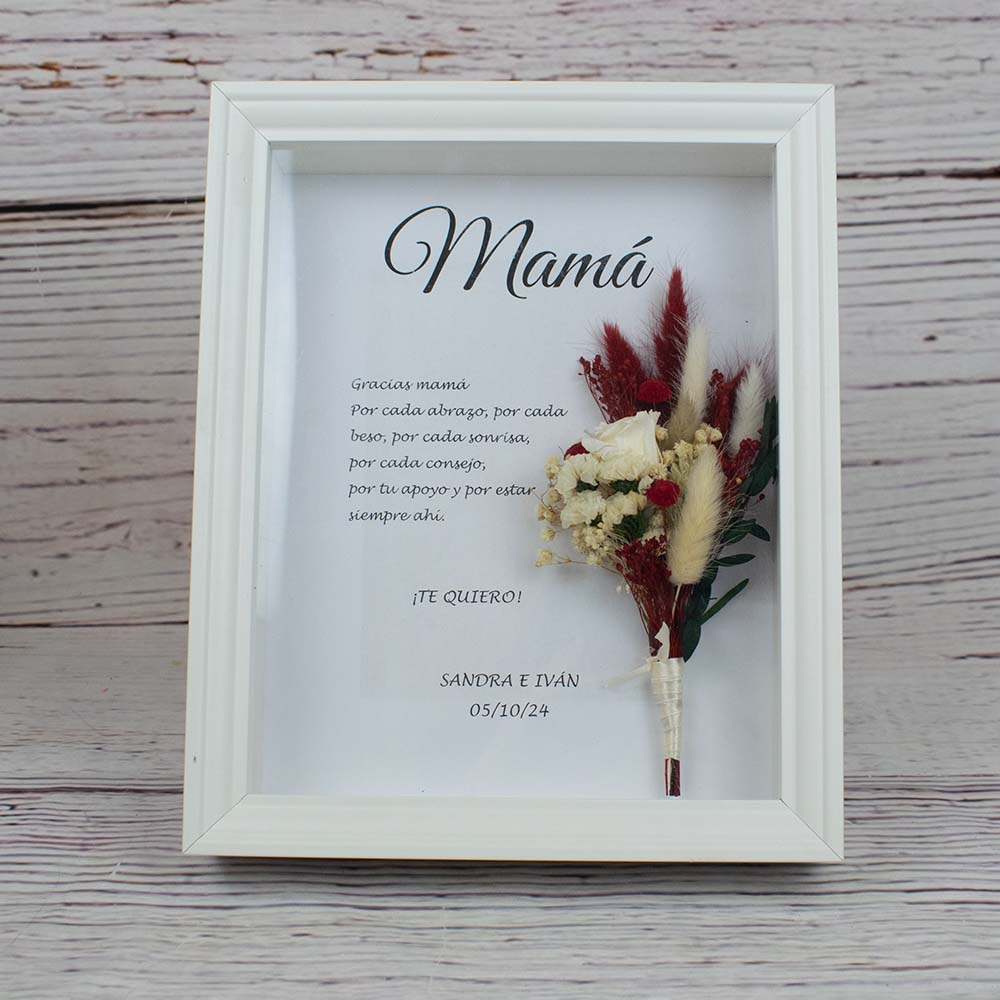 Marco de flores para regalo boda