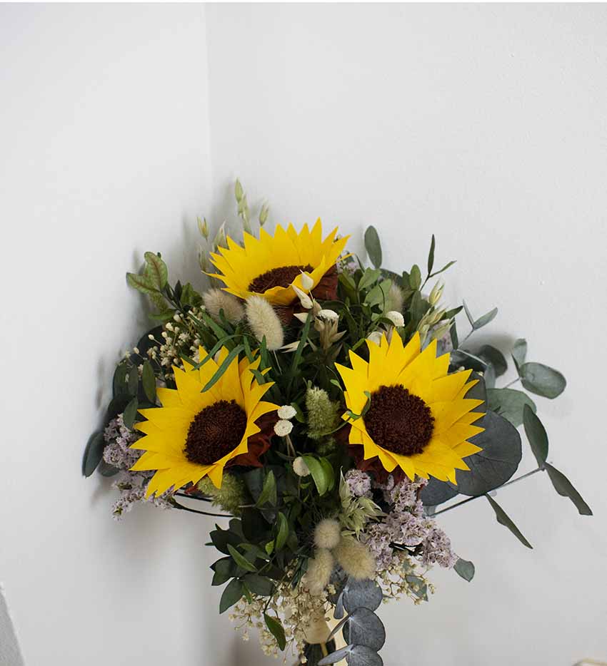 Ramo de girasoles novia sencillo